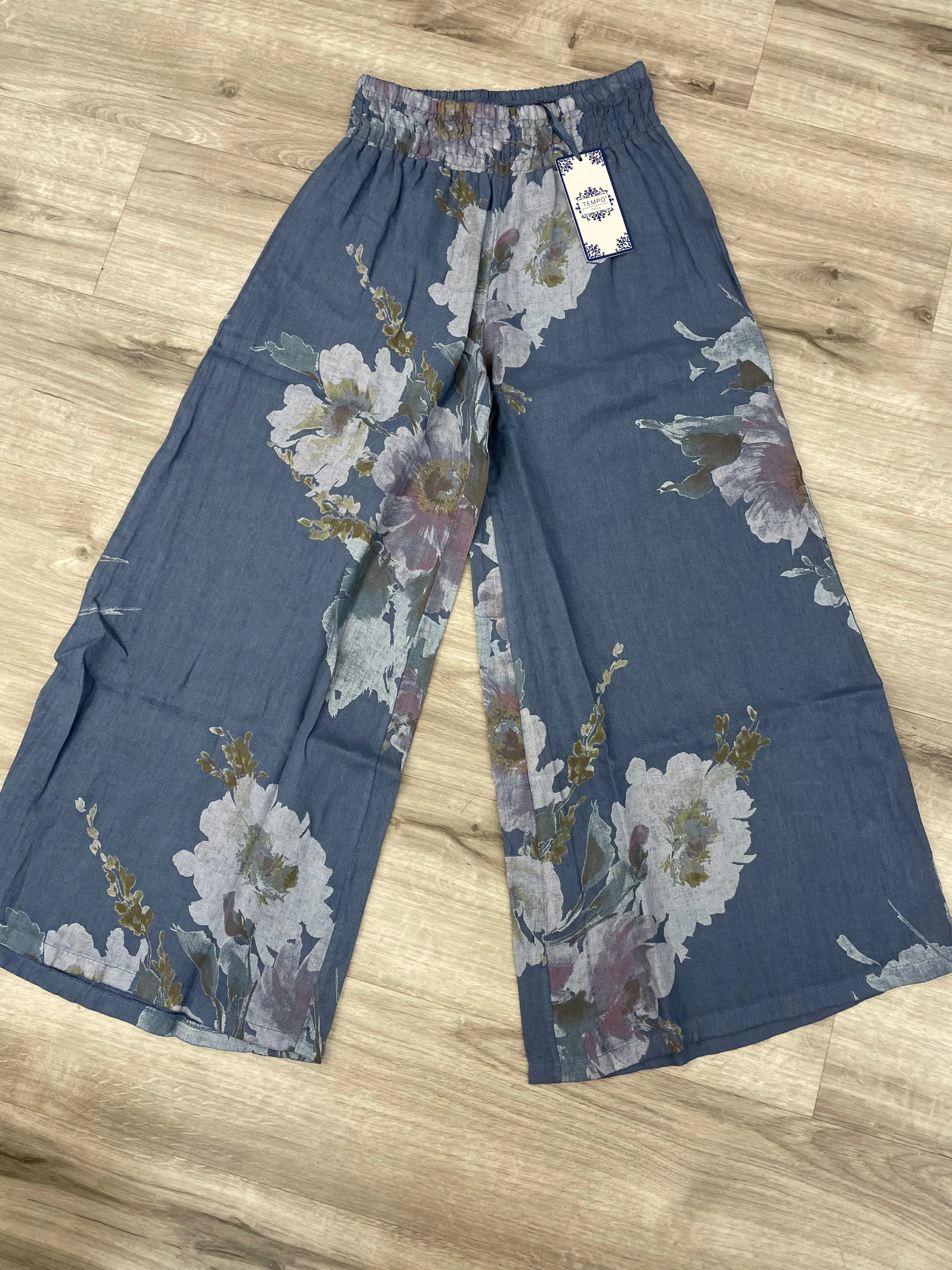 Tempo  Printed Linen Palazzo Pants (AVIO)