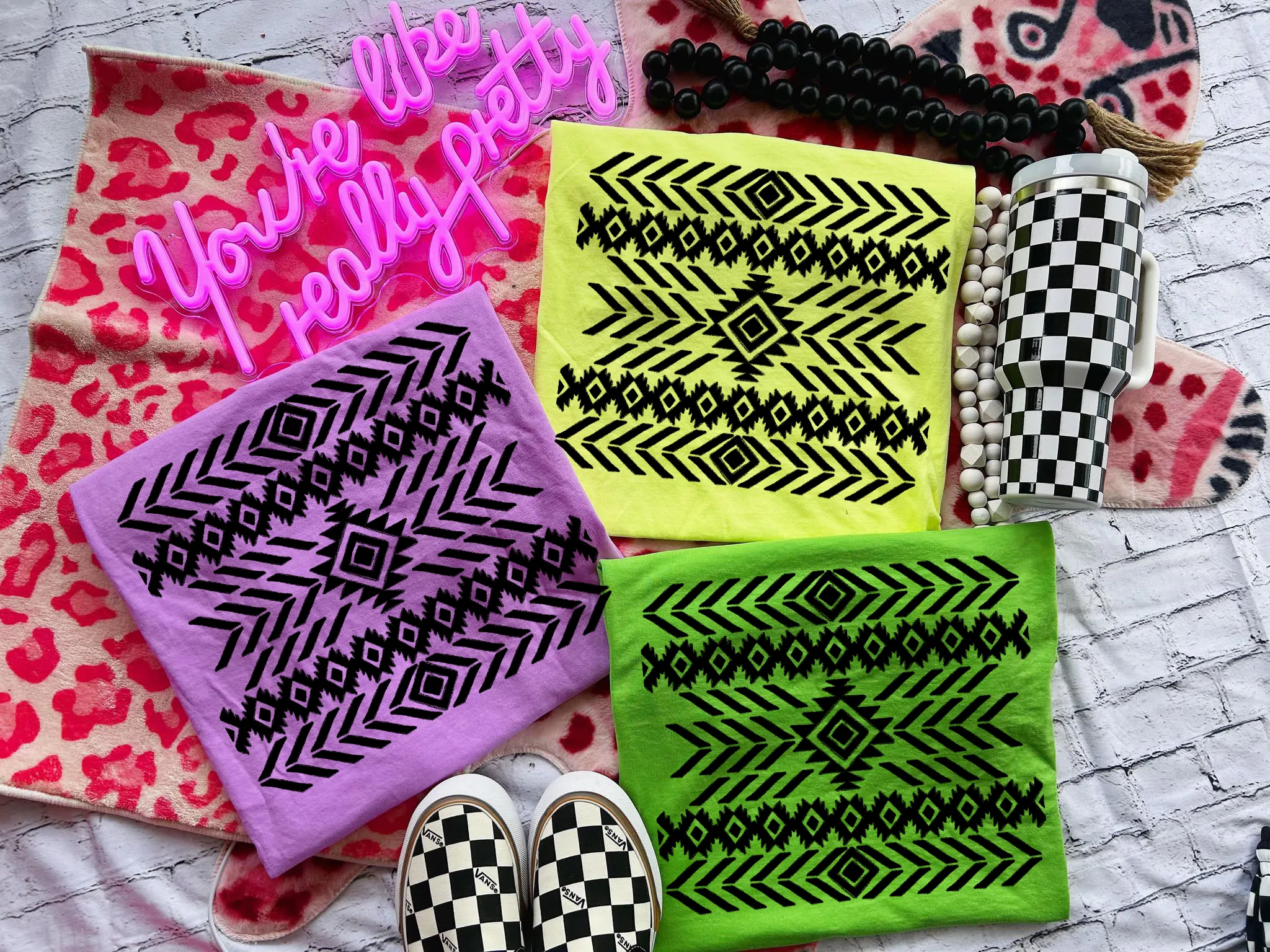 The Neon Tribal print collection // checkered shorts sold separately