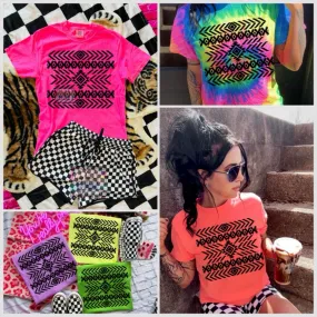 The Neon Tribal print collection // checkered shorts sold separately