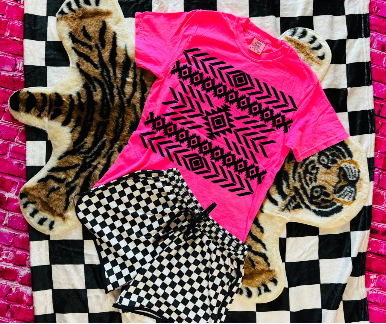 The Neon Tribal print collection // checkered shorts sold separately