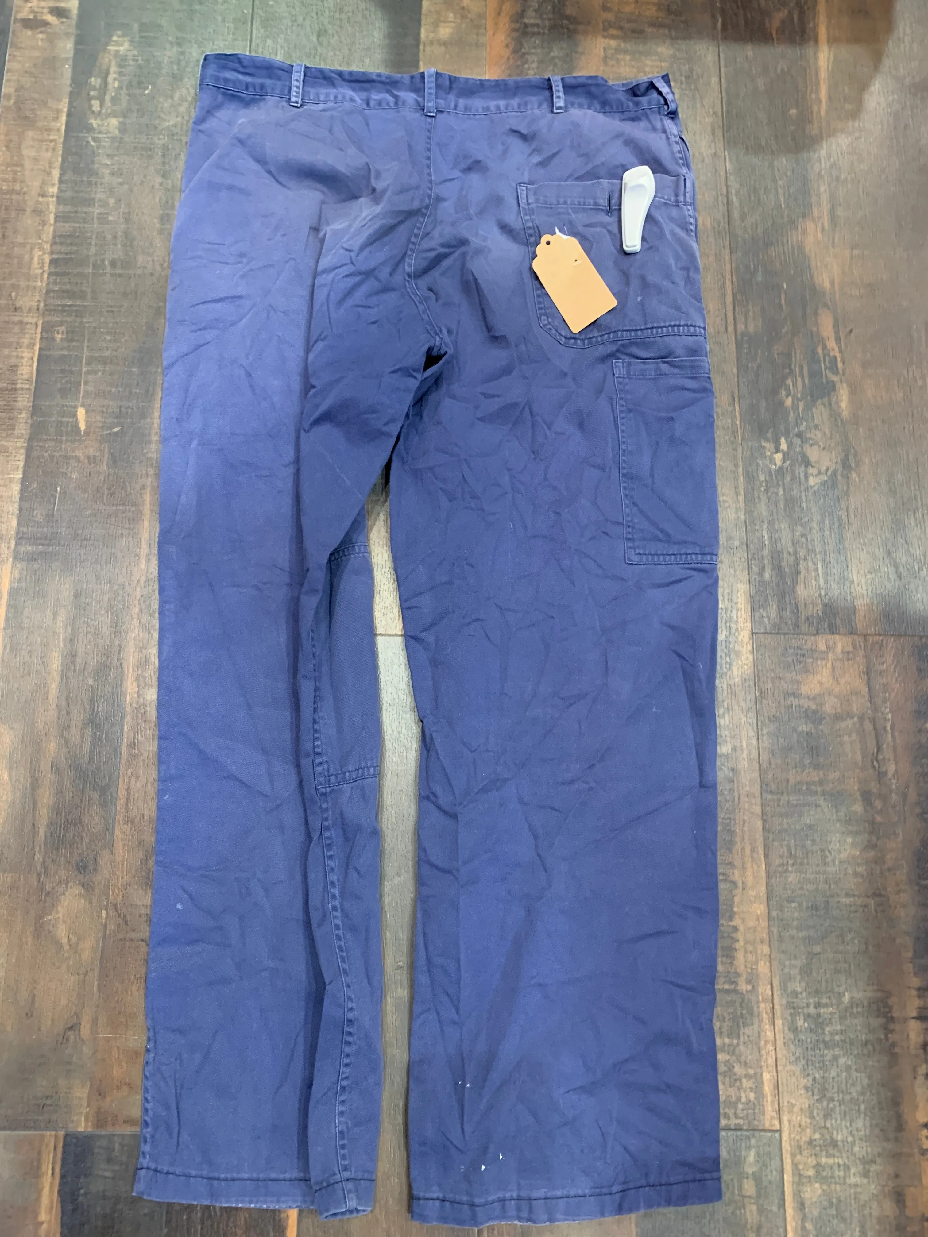 Vintage French Workwear Button Up Hand Repaired Pants, Wasit 34