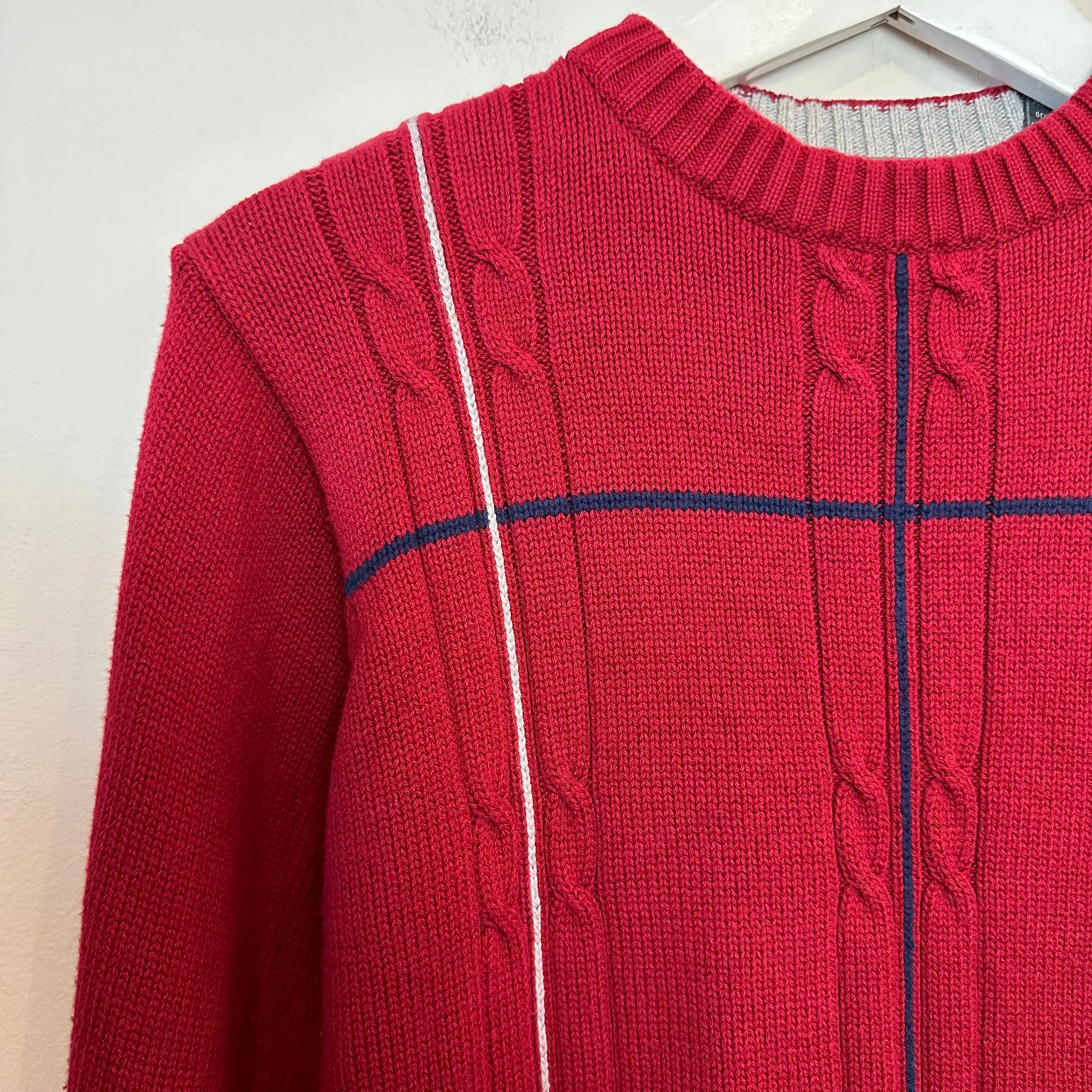 Vintage Oscar De La Renta Crewneck Sweater Chunky Knit Grandpa Cotton Medium