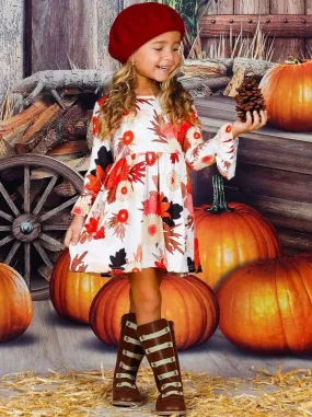 Walk In Autumn Flared Sleeve Dress