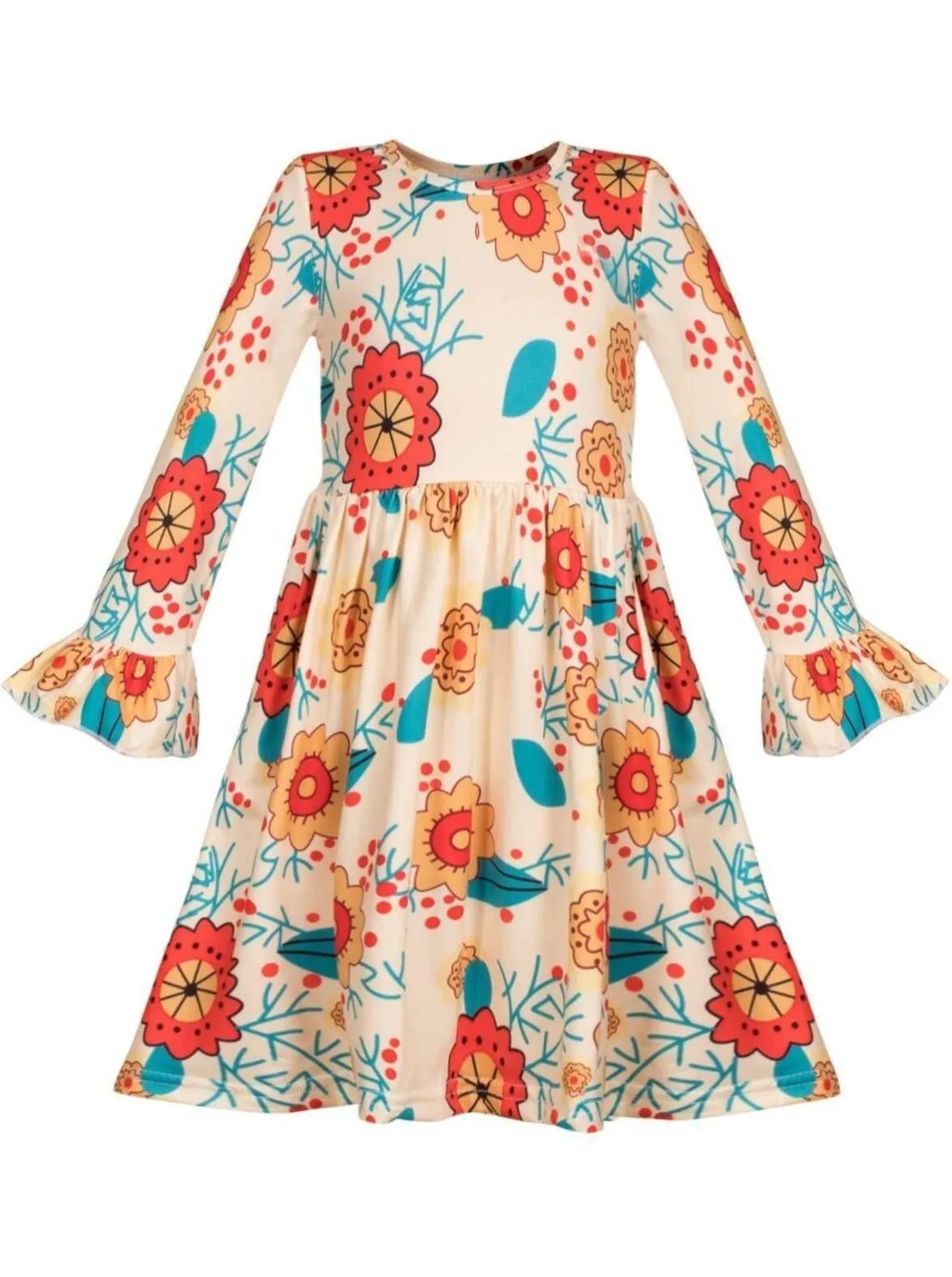 Walk In Autumn Flared Sleeve Dress