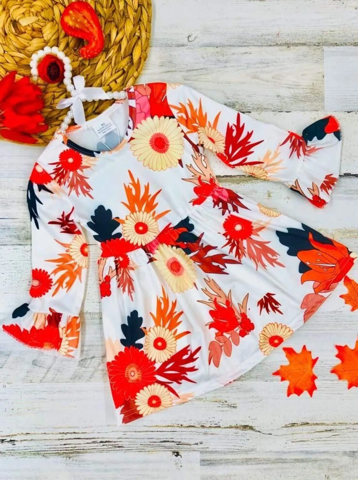 Walk In Autumn Flared Sleeve Dress