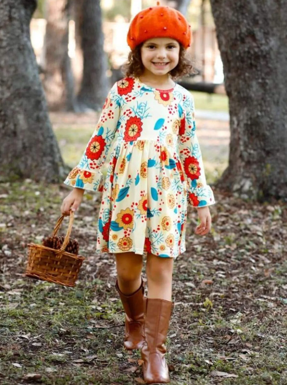 Walk In Autumn Flared Sleeve Dress