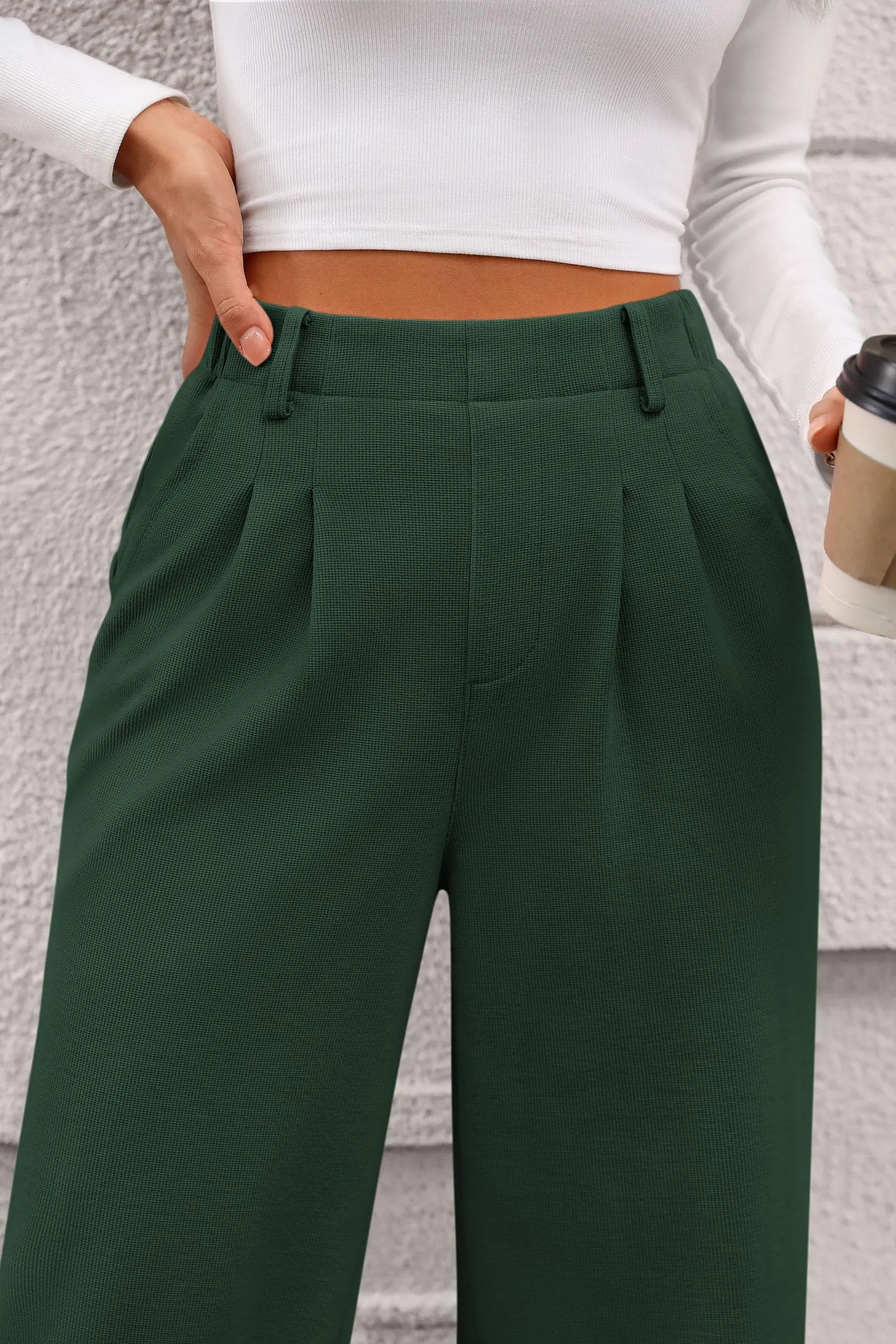 Wide Leg Casual High Elastic Waisted Work Office Palazzo Pants