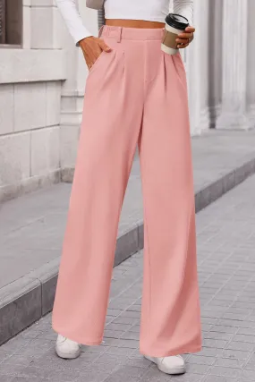 Wide Leg Casual High Elastic Waisted Work Office Palazzo Pants