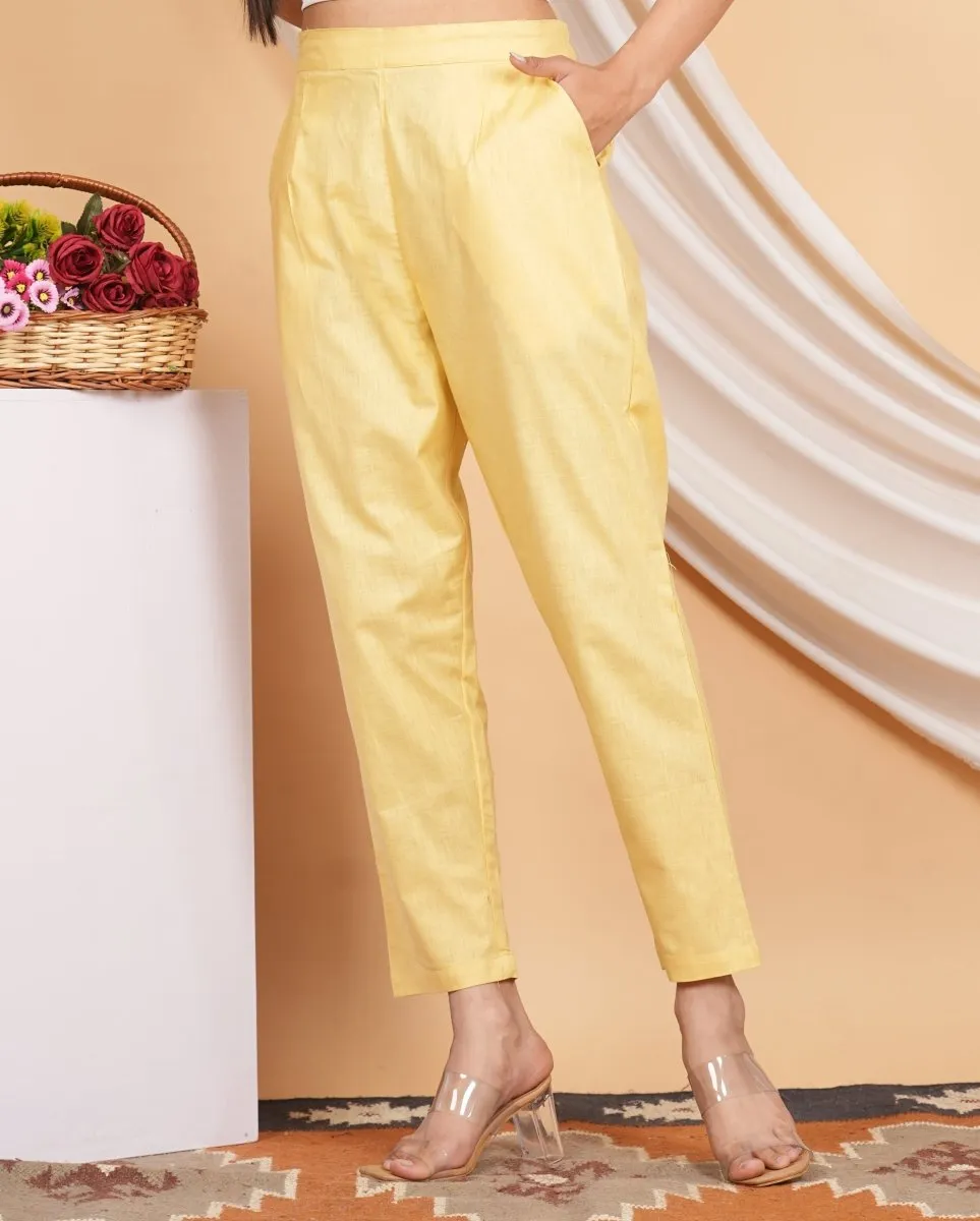 Women’s Linen Cotton Palazzo Pants| Yellow