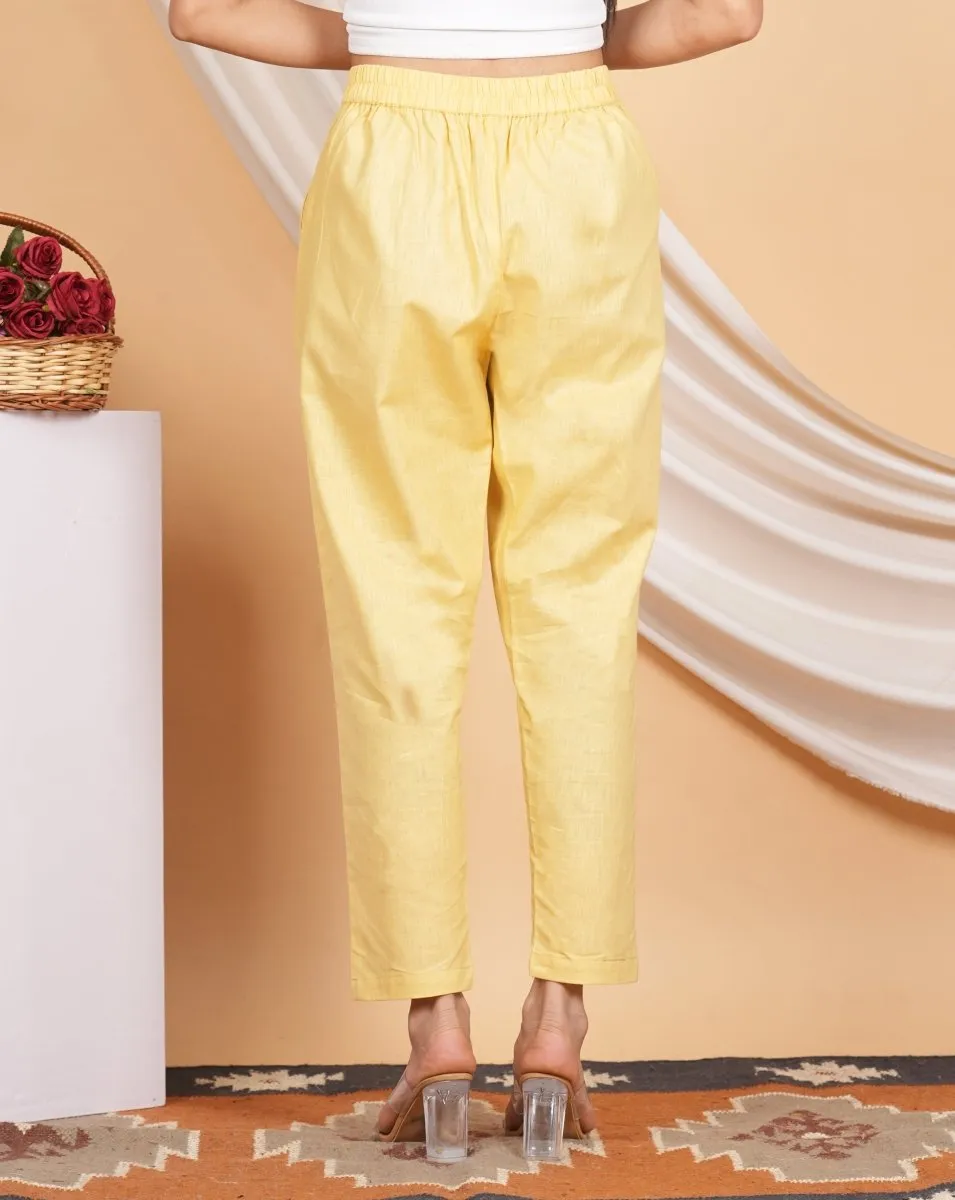 Women’s Linen Cotton Palazzo Pants| Yellow