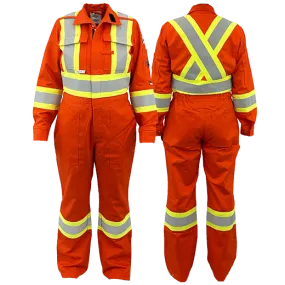 Women's Orange Atlas Guardian® FR/AR 4 Inch Striping Coveralls - By Atlas Workwear Style 1174OR