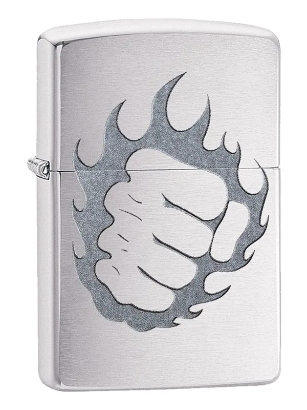 Zippo Fist & Fire Brushed Chrome Lighter