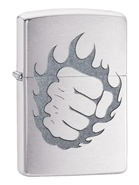 Zippo Fist & Fire Brushed Chrome Lighter